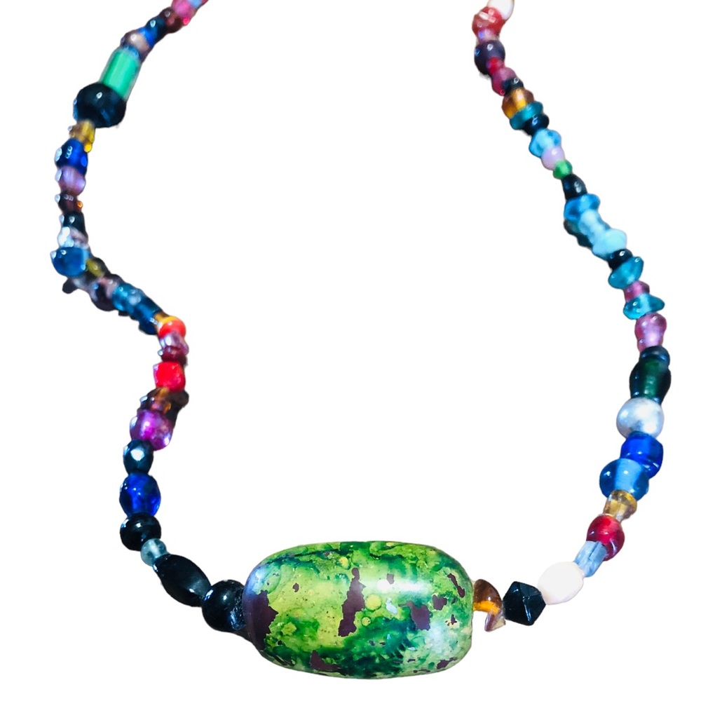 Vintage handmade multi bead boho necklace